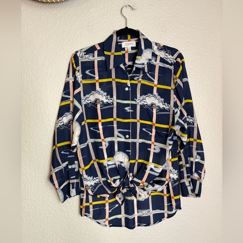 Anthropologie Zoologist by Charlotte Linton Silk Clouds Button Up Size 10